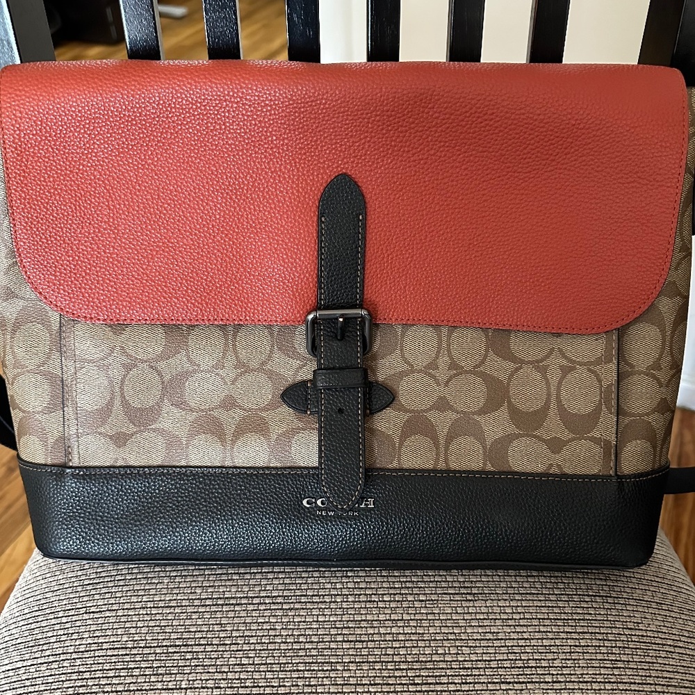 Authentic Coach Hudson Messenger In Colorblock Signature Canvas